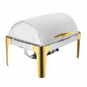 שפינג דיש מלבן רול טופ עם רגליות וידית זהב