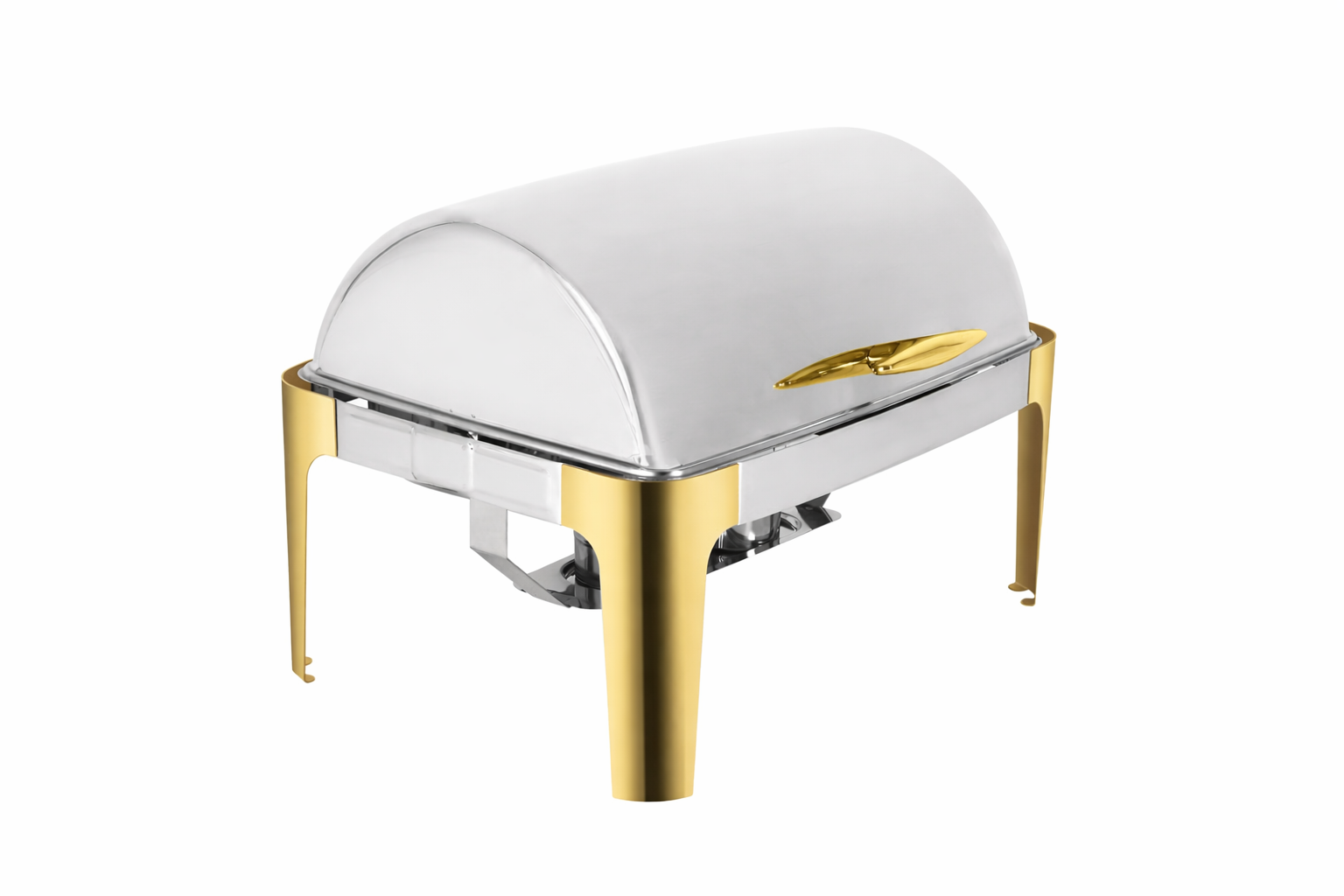 שפינג דיש מלבן רול טופ עם רגליות וידית זהב