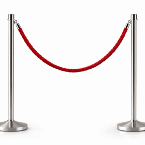 עמודי תור עם חבל קטיפה/שזור- סט 2 עמודים + חבל אדום