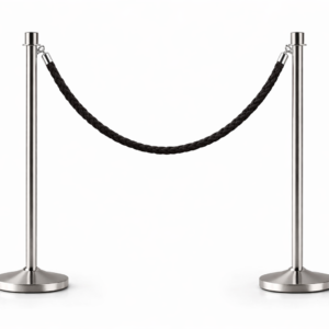 עמודי תור עם חבל קטיפה/שזור- סט 2 עמודים + חבל שחור