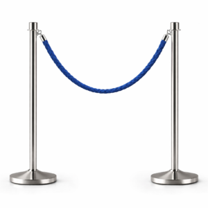 עמודי תור עם חבל קטיפה/שזור- סט 2 עמודים + חבל כחול